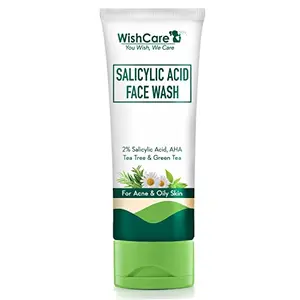 WishCare 2% Salicylic Acid Face Wash with AHA GreenTea Chamomile & TeaTree - For Oil & Acne Control
