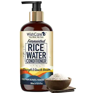 WishCare Fermented Rice Water Conditioner - Strength & Growth Formula - Free from Mineral Oils Sulphates Silicones & Paraben - For All Hair Types - 300 Ml