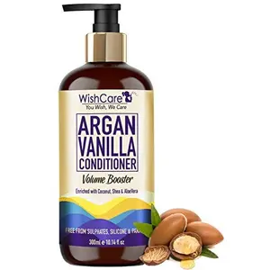 WishCareï¸ Argan Vanilla Conditioner - Volume Booster - No Parabens Sulphates Mineral Oils & Silicones - 300 Ml