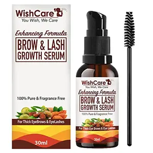 WishCare Brow & Lash Growth Serum - EyeBrow & Eyelash Growth Oil Serum With Castor Oil Almond Oil & Vitamin E - 30ml