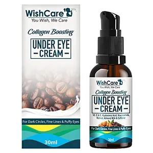 WishCare Collagen Boosting Under Eye Cream For Dark Circles & Wrinkles - Enriched With Caffeine Almond Milk Vitamin C& E Hyaluronic Acid Retinol - 30ml