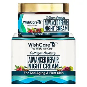 WishCare Collagen Boosting - Advance Repair Night Cream - With Retinol Niacinamide GrapeSeed Sea Algae Jojoba & Rosehip - For Anti-Aging Skin Firming & Plumping Skin - 50 gm