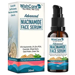 WishCare Advanced 12% Niacinamide Serum for Acne Acne Marks Blemishes & Oil Balancing with 2% Zinc Ceramide Oats Green Tea - 30ml