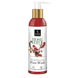 Good Vibes Rosehip Deep Cleansing Face Wash 200 ml Naturally Controls Excess Sebum & Acne Moisturizing Skin Softening Formula for All Skin Types No Parabens & Mineral Oil