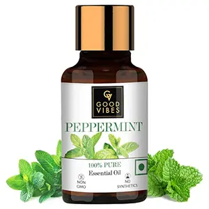 Good Vibes 100% Pure Peppermint Essential Oil 10 ml Naturally Rejuvenates Skin Stimulates Hair Growth Suitable For All Skin & Hair Types No Alcohol Parabens & Sulphates