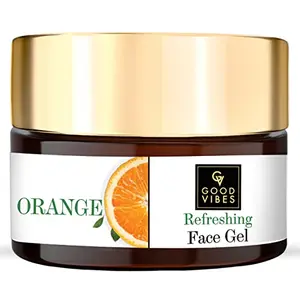Good Vibes Orange Refreshing Face Gel 100 g Skin Brightening Hydrating Non Greasy Moisturizing Light Weight Nourishing Formula for All Skin Types Natural No Parabens & Sulphates No Animal Testing