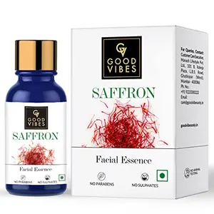 Good Vibes Saffron Facial Essence 10 ml | Skin Soothing & Hydrating Face Serum For All Skin Types | Anti-Inflammatory & Anti-Fungal | No Parabens No Sulphates No Animal Testing