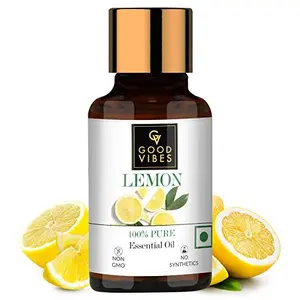 Good Vibes 100% Pure Lemon Essential Oil 10 ml Naturally Brightens Skin Helps Reduce Dandruff Suitable For All Skin & Hair Types No Alcohol Parabens & Sulphates