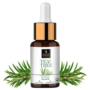 Good Vibes 100% Natural Tea Tree Skin Purifying Facial Oil 10 ml | Hydrating Repairing Anti-Acne Formula For All Skin Types | Helps Reduce Blemishes & Corrects Dark Spots | No Parabens & Sulphates
