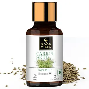 Good Vibes 100% Pure Carrot Seed Essential Oil - 10 ml - Reduces Wrinkles Moisturises Scalp and with Anti-fungal Properties - Cruelty Free