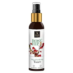 Good Vibes Rosehip Clarifying Toner 200 ml Anti Ageing Hydrating Light Weight Moisturizing Revitalising Spray Toner for Face and Skin Natural No Alcohol Parabens & Sulphates No Animal Testing