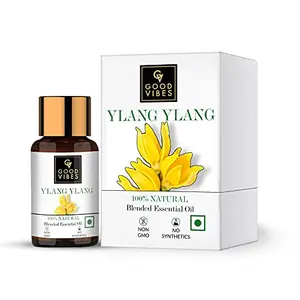 Good Vibes 100% Pure Ylang Ylang Essential Oil - 10 ml - Hydrates and Nourishes Skin Treats Dandruff - Cruelty Free