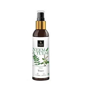 Good Vibes Neem & Tulsi Glow Toner 120 ml Hydrating Light Weight Face Spray Toner for Acne Prone Skin Suited for All Skin Types Natural No Alcohol Parabens & Sulphates No Animal Testing