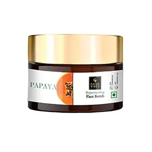 Good Vibes Papaya Rejuvenating Face Scrub 50 g | Cleansing Nourishing Moisturizing For All Skin Types | Skin Exfoliation & Tan Removal | No Parabens Sulphates Mineral Oil