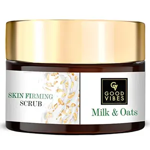 Good Vibes Milk & Oats Skin Firming Face Scrub 50 g | Smoothening Moisturizing Softening Anti Ageing Skin Exfoliant For All Skin Types | Vegan No Parabens Sulphates Mineral Oil