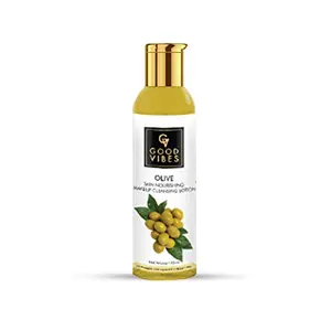 Good Vibes Olive Skin Nourishing Makeup Cleansing Lotion - 120 ml - Contains Anti-Ageing Properties Improves Skin Health and Filled with Vitamin E - Cruelty Free