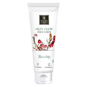 Good Vibes Rosehip Skin Glow Face Scrub 50 g | Deep Pore Cleansing Moisturizing Exfoliator For All Skin Types | Controls Excess Oil Production | With Almond Oil | No Parabens Sulphates Mineral Oil