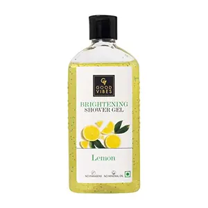 Good Vibes Lemon Brightening Shower Gel 300 ml | Enriched With Vitamin C | Lightening Refreshing Hydrating Body Wash For All Skin Types | Vegan No Parabens & Mineral Oil Certified Fragrance
