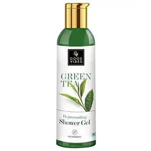 Good Vibes Green Tea Rejuvenating Shower Gel 200 ml Body Wash For All Skin Types | Moisturizing Refreshing Hydrating | No Parabens No Animal Testing