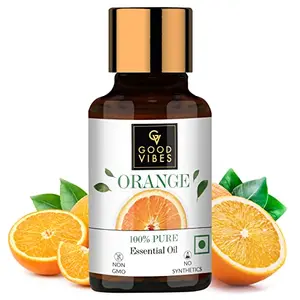 Good Vibes Orange 100% Pure Essential Oil 10 ml | Skin Brightening Anti-Acne Hair Growth | For Skin & Hair | 100% Natural No GMO No Synthetics No Animal Testing