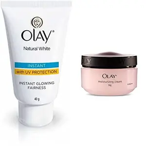 Olay Natural White Light Instant Glowing Fairness Cream 40g & Olay Moisturising Cream 50g
