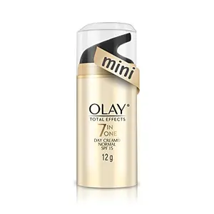 Olay Total Effects Day Cream - Mini |with Vitamin B5 Niacinamide Green Tea SPF 15 |Fights 7 signs of ageing for glowing hydrated and younger looking skin with UV protection |Suitable for Normal Dry Oily & Combination skin |12 gm
