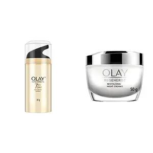 Olay Day Cream Total Effects 7 in 1 Anti-Ageing Moisturiser 20g & Olay Night Cream Regenerist Deep Hydration Light Cream 50g