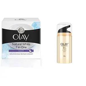 Olay Night Cream Natural White Fairness Night Moisturiser 50g & Olay Day Cream Total Effects 7 in 1 Anti-Ageing SPF 15 20g