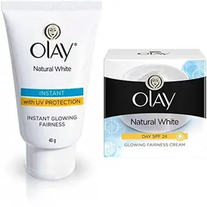 Olay Natural White Light Instant Glowing Fairness Cream 40g & Olay Day Cream Natural White Fairness Moisturiser SPF 24 50g