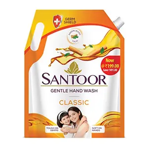 Santoor Classic Gentle Hand Wash 1500ml with Natural goodness of Sandalwood & Tulsi
