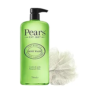 Pears Pure & Gentle Lemon Flower Extract Body Wash With Glycerin Dermatogically Tested 100% Soap Free Shower gelImported750 ml (Free Loofah)