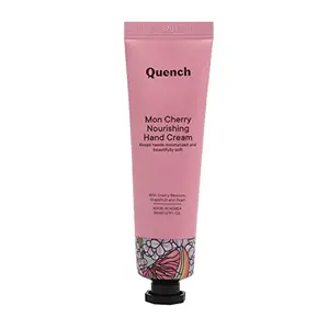 Quench Botanics Mon Cherry Nourishing Hand Cream | Made In Korea Non-Steaky Nourishing Suitable for dry skin I With Shea Butter Cherry Blossom Pear and Vitamin A30ml (Free Pouch)