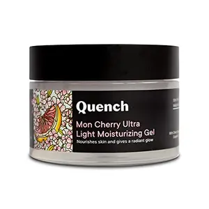 Quench Botanics Mon Cherry Ultra Light Moisturizing Gel | Made in Korea | with 2% Niacinamide | Nourishes and Adds a Radiant Glow | with Cherry Blossom Grapefruit Pearl and Moringa Seed Oil 50ml (Free Pouch)