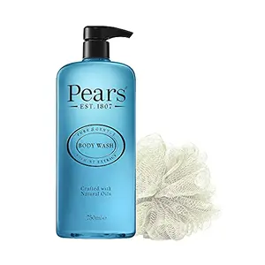 Pears Pure & Gentle Mint Extract Body Wash With Glycerin Dermatogically Tested 100% Soap Free Shower gelImported750 ml (Free Loofah)