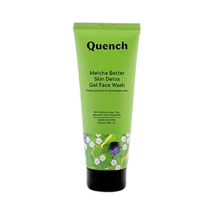 Quench Botanics Matcha Better Skin Detox Gel Face Wash | Made In Korea I Detoxifies and purifies skin I With Matcha Green Tea Bakuchiol and Orange Oil 100ml (Free Pouch)