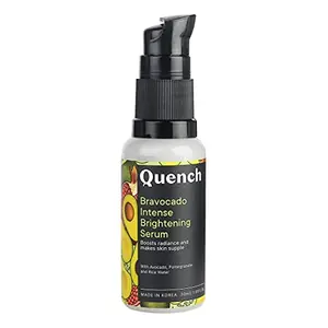 Quench Botanics Bravocado Intense Brightening Serum | Made in Korea | Face Serum with 2% Niacinamide | Brightens Skin and Boosts Radiance | Lightens Dark Spots and Evens Skin Tone | with Avocado Pomegranate Rice Water Bakuchiol and Vitamin E (30ml)