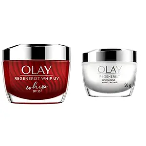 Olay Regenerist Whip Day Cream UV SPF 30 50 ML & Olay Night Cream Regenerist Deep Hydration Light Cream 50g