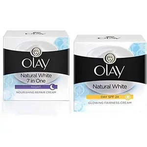 Olay Night Cream Natural White Fairness Night Moisturiser 50g And Olay Day Cream Natural White Fairness Moisturiser SPF 24 50g