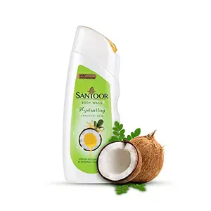 Santoor Hydrating Skin Body Wash Enriched With Virgin Coconut Oil & Moringa Extracts Soap-Free Paraben-Free pH Balanced Shower Gel 230ml