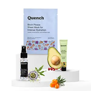 Quench Botanics Hydration Kit Rescue Cream Face Wash|Birch Please Sheet Mask|Birch Please Moisturizing Face Mist |Skin-Rejuvenating Formulas|Korean Skin care