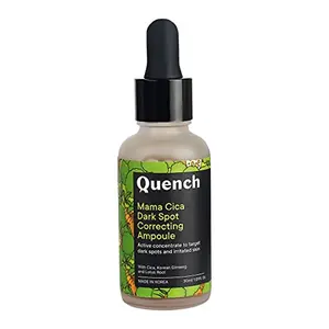 Quench Botanics Mama Cica Dark Spot Correcting Ampoule | Made in Korea | Concentrated Face Serum to Target Dark Spots Blemishes and Acne | with Cica Korean Ginseng Lotus Root Tamanu Oil and Hyaluronic Acid (30ml)