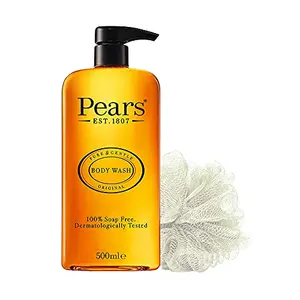 Pears Pure & Gentle Original Body Wash With Glycerin Dermatogically Tested 100% Soap Free Shower gelImported500 ml (Free Loofah)