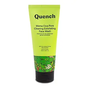 Quench Botanics Mama Cica Pore Clearing Exfoliating Face Wash | Made in Korea | Deep Cleanses and Exfoliates Skin | with Cica Korean Ginseng Lotus Root Volcanic Ash and Adlay Seeds (100ml)
