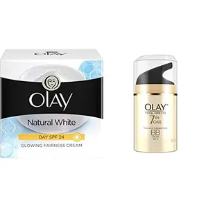 Olay Day Cream Natural White Fairness Moisturiser SPF 24 50g & Olay Day Cream Total Effects 7 in 1 BB Cream SPF 15 50g