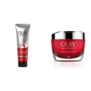 Olay Face Wash Regenerist Exfoliating Cleanser 100g And Olay Day Cream Regenerist Microsculpting Moisturiser (NON SPF) 50g