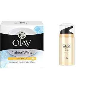 Olay Day Cream Natural White Fairness Moisturiser SPF 24 50g & Olay Day Cream Total Effects 7 in 1 Anti-Ageing SPF 15 20g