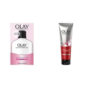 Olay Active Hydrating Lotion 120ML and Olay Face Wash Regenerist Exfoliating Cleanser 100g