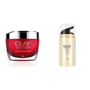 Olay Day Cream Regenerist Microsculpting Moisturiser (NON SPF) 50g & Olay Day Cream Total Effects 7 in 1 Anti-Ageing SPF 15 20g