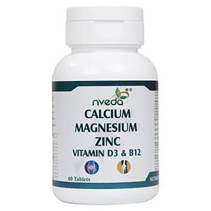 Nveda Calcium Supplement 1000 mg with Vitamin D Magnesium Zinc & Vitamin B 12 For Men & Women/ For Immunity Bone & Joint Support - 60 Tablets