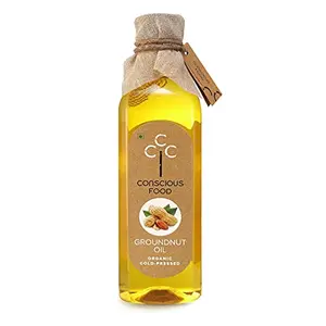 Conscious Food Organic Groundnut Oil in PET bottle | Cold Pressed | Kacchi Ghani Peanut Oil -1liter